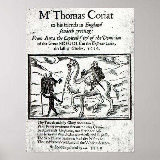 Poster Page de titre, voyages de Thomas Coryat en Inde (Devant)