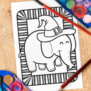 Poster Page Drôle Halloween Elephant Coloration