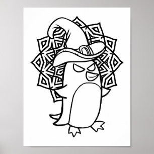 Poster Page Drôle Halloween Penguin Coloration