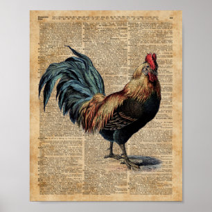 Poster Page du livre du dictionnaire Vintage Cottage Roos