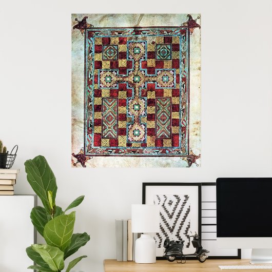 Poster Page Moquette croisée illustrée du manuscrit (Bureau à domicile)