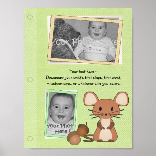 Poster Page Woodland Mouse Baby Book (Devant)
