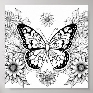 Poster Pages De Coloration Papillon Pour Adultes