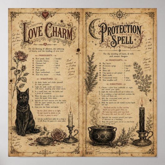 Poster Pages de grimoire vintage (Devant)