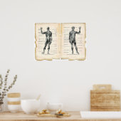 Poster Pages de livres d'anatomie vintage (Cuisine)