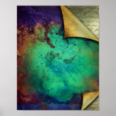 Poster Pages Rustiques Curled Turquoise Grunge Texture (Devant)