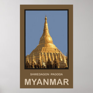 Poster Pagoda Yangon Myanmar de Shwedagon