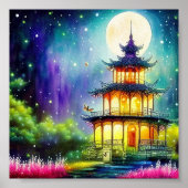 Poster Pagode aquarelle (Devant)