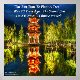 Poster Pagode Chinoise et Proverbe de la Nature