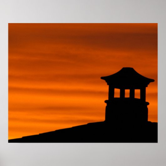 Poster Pagode en silhouette (Devant)