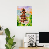 Poster Pagode japonaise en automne (Bureau à domicile)