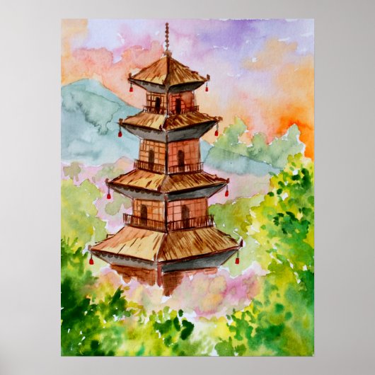 Poster Pagode japonaise en automne (Devant)