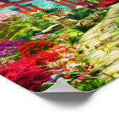 Poster Pagode Japonaise Sakura Et Cascade (Coin)