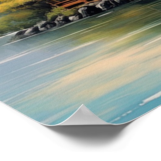 Poster Pagode japonaise sur la côte rocheuse (Coin)