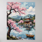 Poster Pagode japonaise sur un lac (Devant)