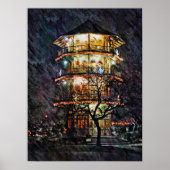 Poster Pagode Patterson Partk à la nuit, Baltimore, (Devant)