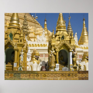 Poster Pagode Shwedagon (Paya), grand site de temple qui