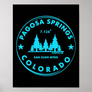 Poster Pagosa Springs Colorado Mountain Town - Bluebird D
