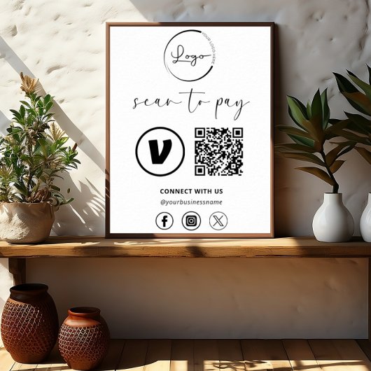 Poster Paiement de code QR - Logo d'entreprise de numéris