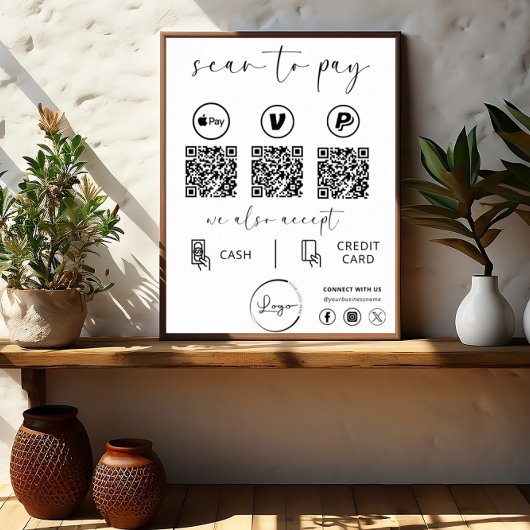 Poster Paiement de code QR - Logo d'entreprise de numéris