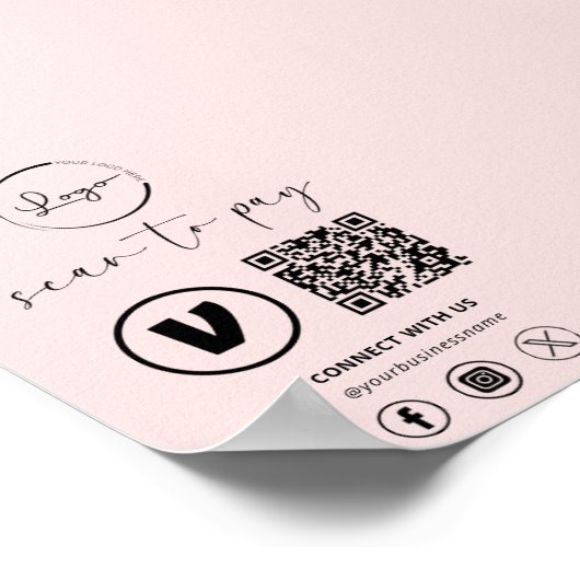 Poster Paiement de code QR rose - Analyser pour payer Log (Coin)