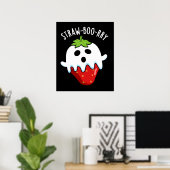Poster Paille-boo-rry Funny Fraise Pun Dark BG (Bureau à domicile)
