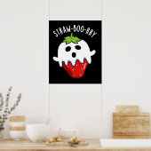 Poster Paille-boo-rry Funny Fraise Pun Dark BG (Cuisine)