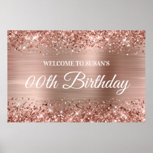 Poster Pailleté Rose Gold Foil Bienvenue Anniversaire Tou