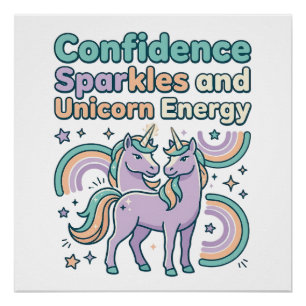 Poster Paillettes de Confiance de Licorne et Conception d