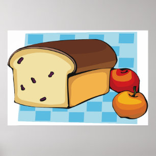 Poster Pain aux raisins et pommes rouges