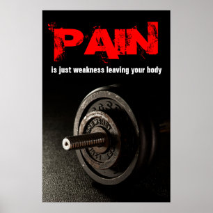 Poster Pain Bodybuilding Fitness Inspirational Dumbell