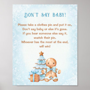 Poster Pain d'épices Baby shower de garçon ne pas dire je