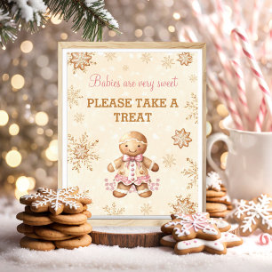 Poster Pain d'épices Baby shower de Noël Fille Favoriser