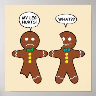 Poster Pain d'épices biscuit Humour de Noël Beige