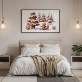 Poster Pain d'épices et chat dans la neige