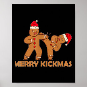 Poster Pain d'épices Merry Kickmas Funny Karate Père Noël