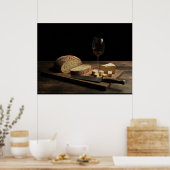 Poster Pain, Fromage, et Vin (Cuisine)