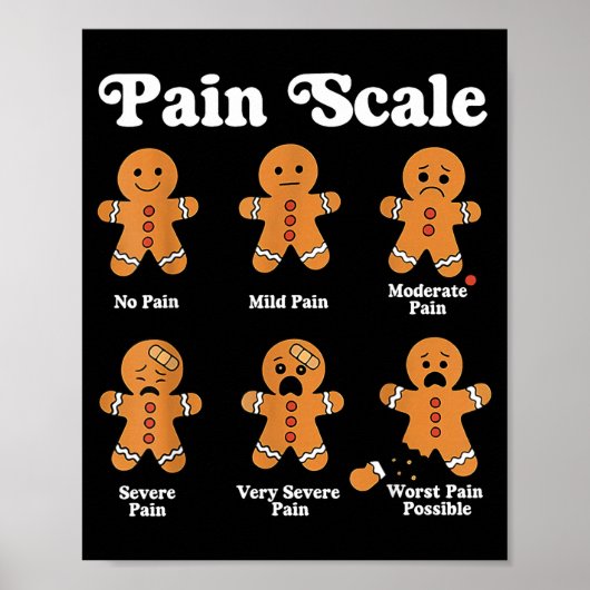 Poster Pain Scale Funny Gingerbread Christmas Nurse Pain (Devant)