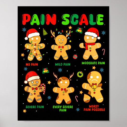 Poster Pain Scale Funny Gingerbread Man Christmas Nurse H (Devant)