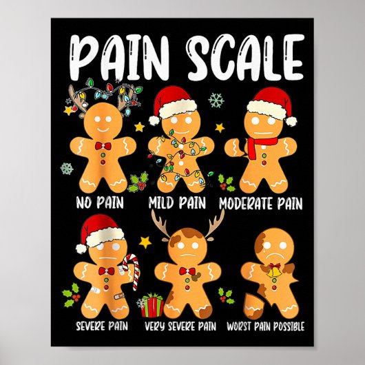 Poster Pain Scale Gingerbread Trauma Nurse Christmas Nurs (Devant)