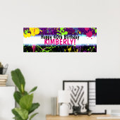 Poster Paint Paint Splatter Neon Anniversaire Bannière (Bureau à domicile)