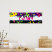 Poster Paint Paint Splatter Neon Anniversaire Bannière (Cuisine)