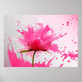 Poster Paint Splatter Abstrait Fleur Rose (Devant)