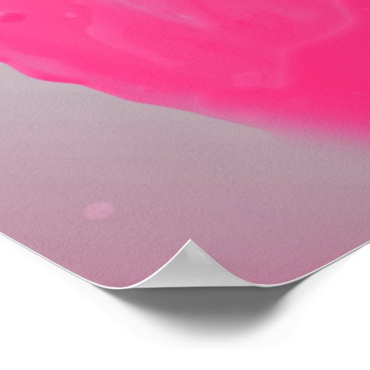 Poster Paint Splatter Abstrait Fleur Rose (Coin)