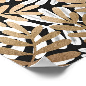 Poster Painted Gold White Watercolor Leaves Pattern (Coin)