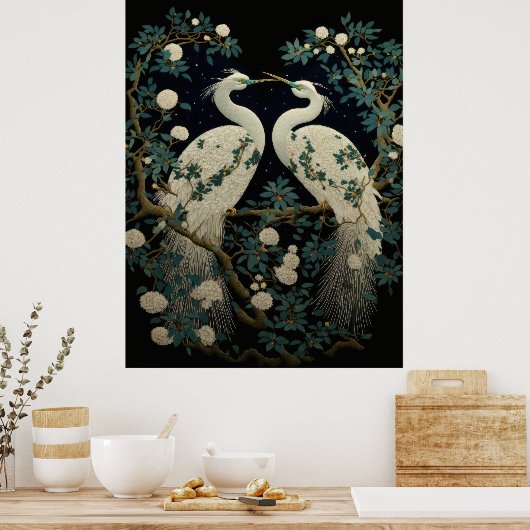 Poster Pair of White Egrets (Cuisine)