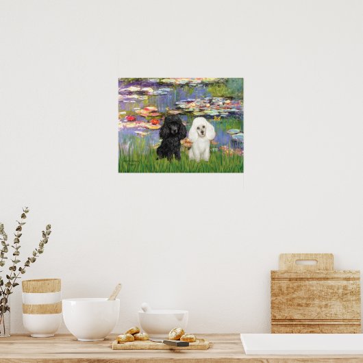 Poster Paire de caniche (Noir + Blanc) - Lys 2 (Cuisine)