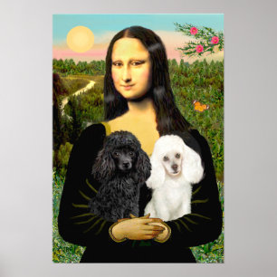 Poster Paire de Caniches (Noir + Blanc) - Mona Lisa