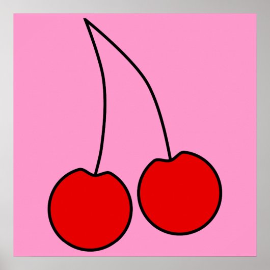 Poster Paire de cerises rouges. Black Outline. (Devant)