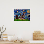 Poster Paire de doberman - Nuit étoilée (Cuisine)